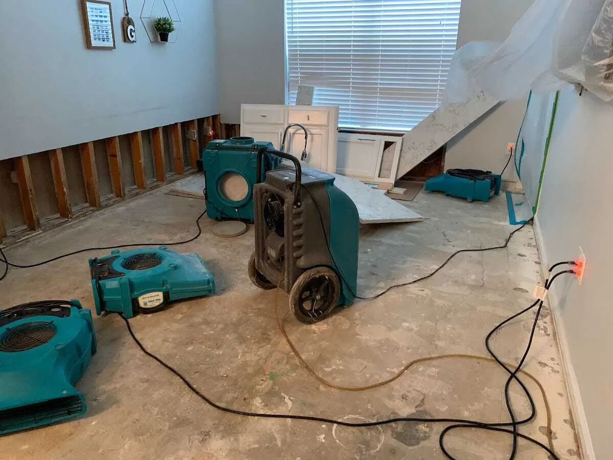 Dehumidifier in flood-cut room for Water Extraction & Removal in Durant